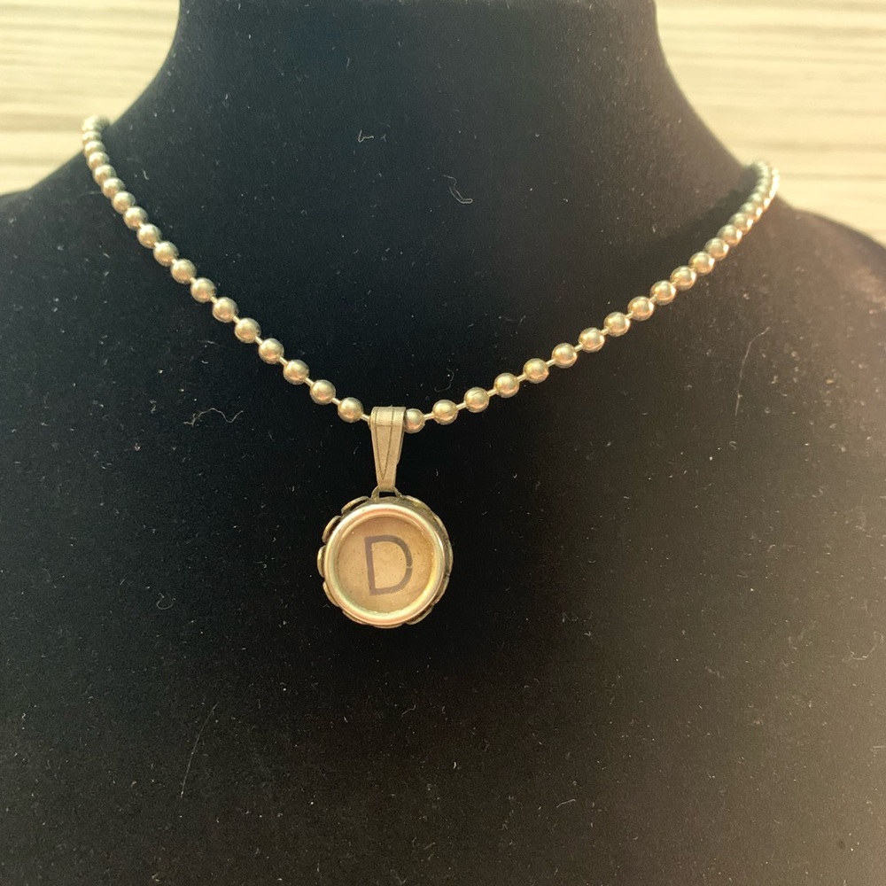 Vintage Typewriter Key “D” Necklace Hand Crafted